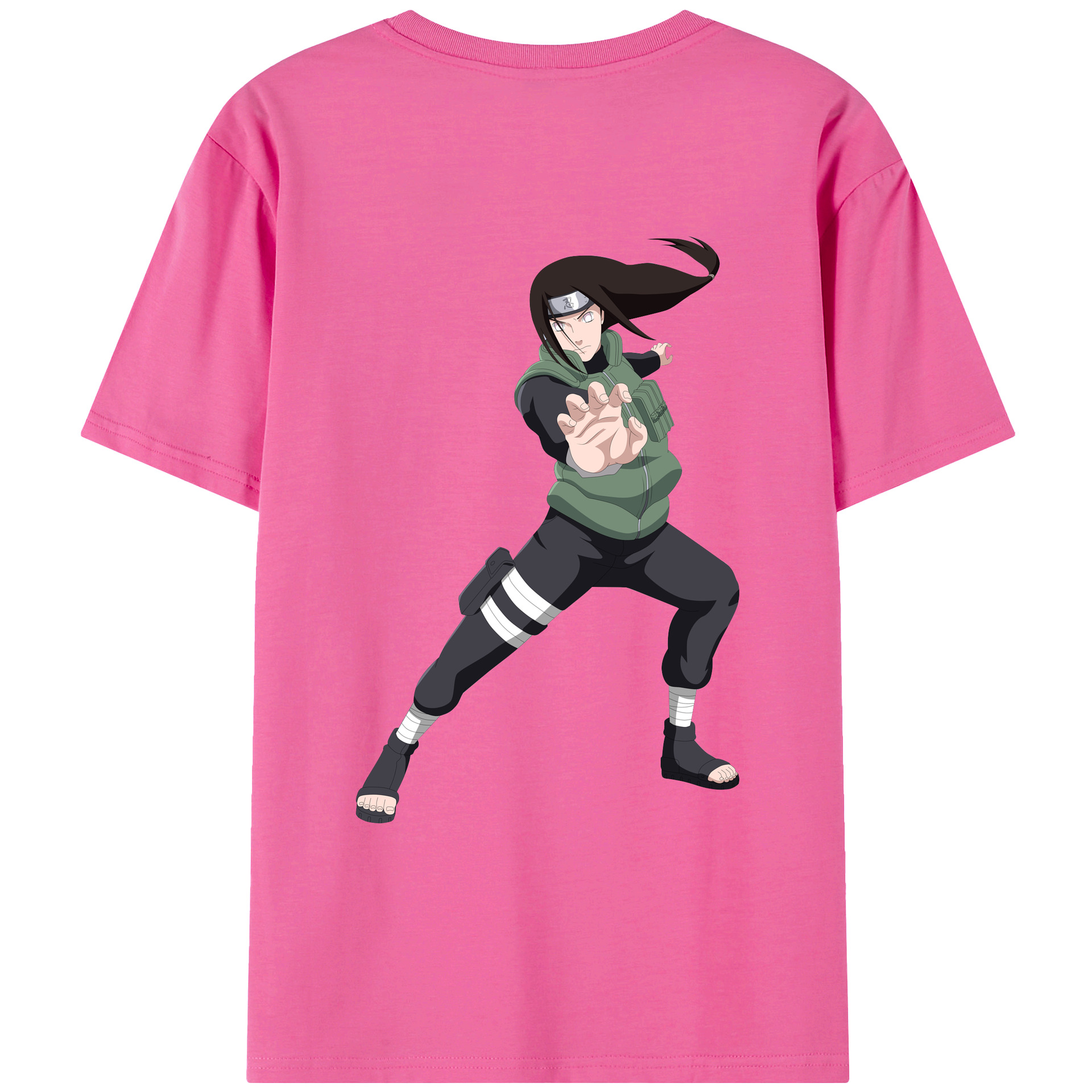 （画像用） NARUTO -ナルト- 日向ネジ Hyūga Neji レディース半袖Tシャツ(バックプリント)